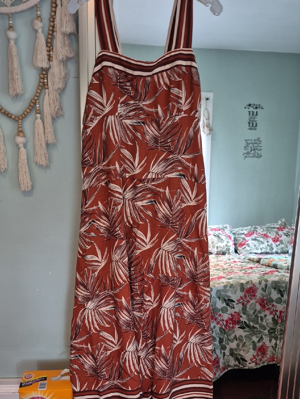Vince Camuto Rust Tropical-Print Maxi Dress